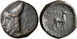 Mithradates, Satrap of Armenia - AE 4 chalkoi - Stag