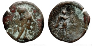 Tigranes II - Period I, Artaxata - AE 4 chalkoi - Nike advancing right