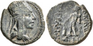 Tigranes II - Period II - Series 4, Controls ΔH only - AE 2 chalkoi - Herakles standing