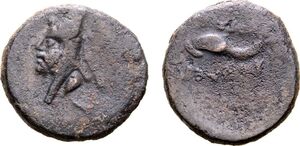 Mithradates I - AE 2 сhalkoi - Dolphin left