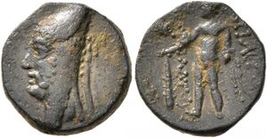 Mithradates I - AE 4 сhalkoi - Herakles standing left