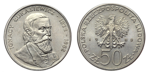 ANRO-1732 Poland - 50 Zlotych 1983 - Ignacy Lukasiewicz - inventor of the kerosene lamp.jpg