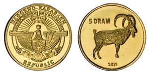 Nagorno-Karabakh - 2013 - 5 dram - Mountain goat.jpg
